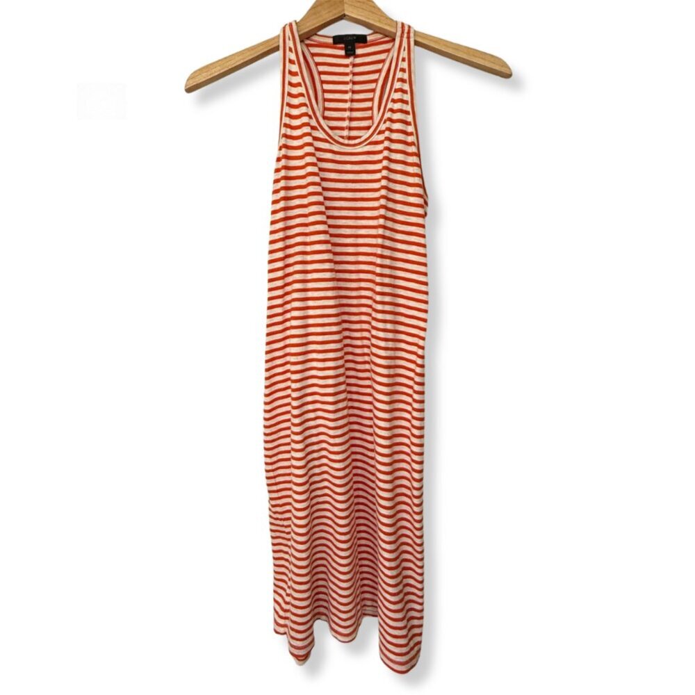J.Crew 100% Cotton Striped Racerback Knee Length Summer Tank Dress | Size XS